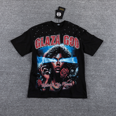 GLAZA GOD Roses & Roses Red Skull Graphic T-Shirt