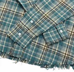 False Perception Rolling Stones Distressed Plaid Flannel