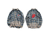 False Perception Rolling Stones Blue Brown Plaid Flannel