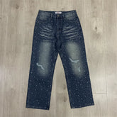 Vale Forever RAIN CLASSIC DENIM trendy brand full of hot rhinestone ripped jeans trousers