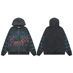 Vale Forever Spider Graphic Zip‑Up Hoodie