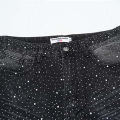 Vale Forever RAIN CLASSIC DENIM trendy brand full of hot rhinestone ripped jeans trousers