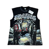 Cross border fashion brand VALE, European and American high street direct spray printing, washing water to make old, sleeveless T-shirt with shoulder, summer men's and women's fashion