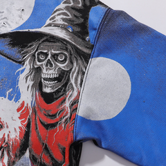 Vintage Horror Grim Reaper Graveyard Zip-Up Hoodie
