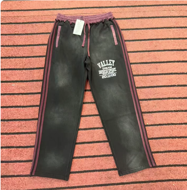 Vale Valley Retro High Street Washed Black Track Pants