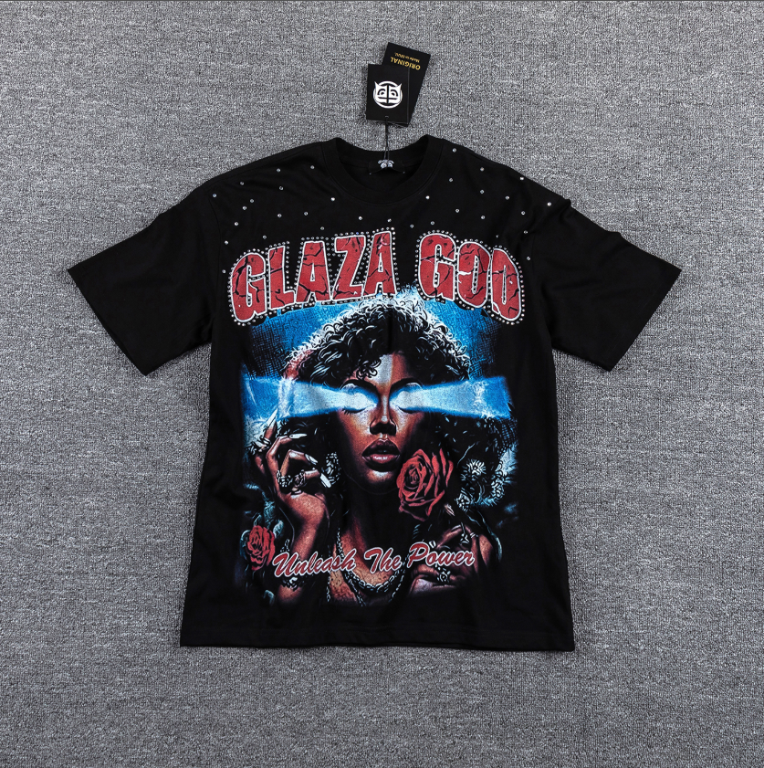 GLAZA GOD Roses & Roses Red Skull Graphic T-Shirt
