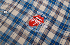 False Perception Rolling Stones Blue Brown Plaid Flannel