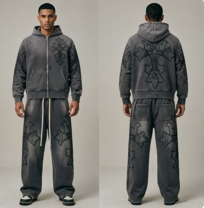 Vale Forever Grey Cross Vintage Tracksuit Set