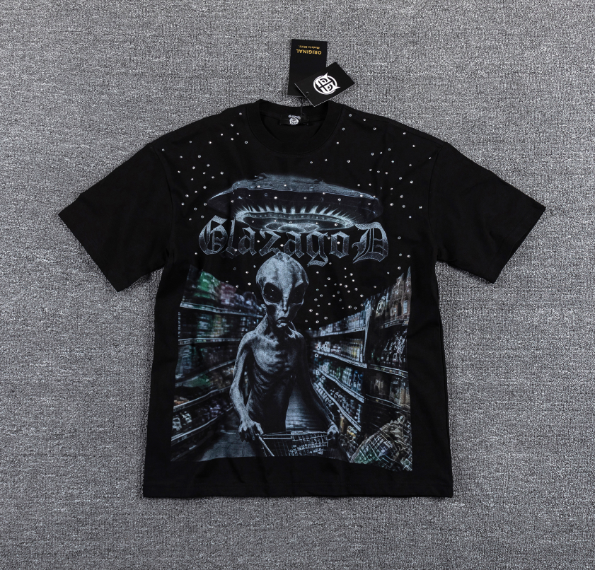 GLAZAGOD Above the Law of Gravity Alien Graphic T-Shirt