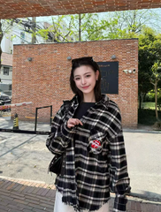 False Perception Rolling Stones Black Plaid Flannel