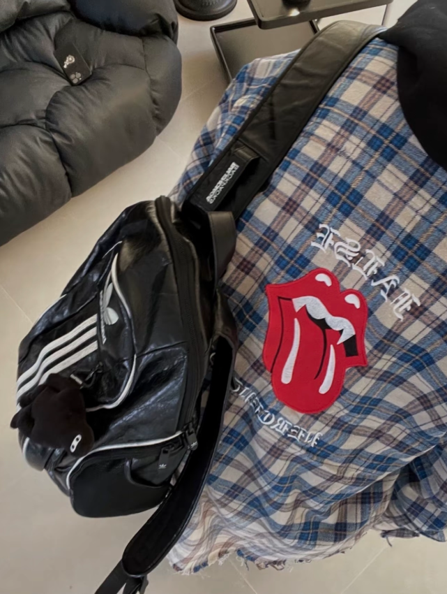 False Perception Rolling Stones Blue Brown Plaid Flannel