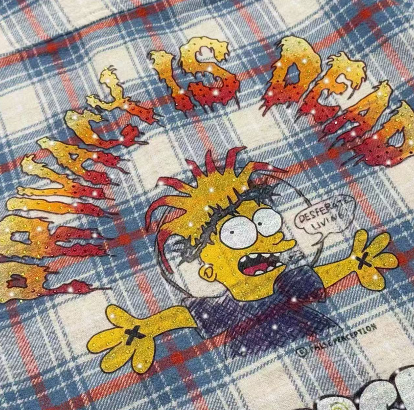 False Perception Simpsons Graffiti Plaid Flannel Shirt