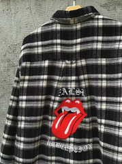 False Perception Rolling Stones Black Plaid Flannel
