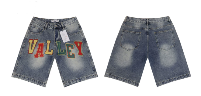 Vale Forever Valley Colorblock Embroidered Denim Shorts