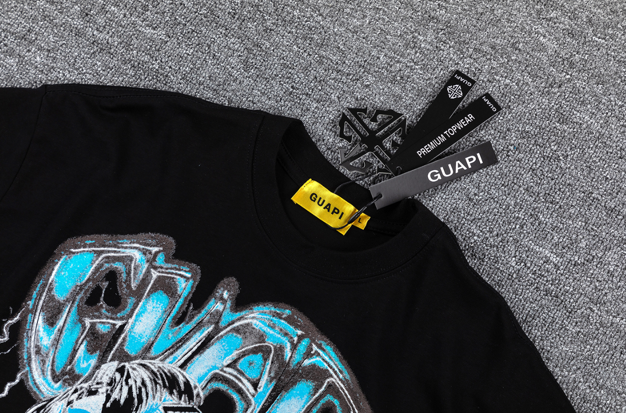 GLAZA GOD Cyber-Tribal Electric Blue Graphic T-Shirt