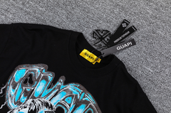 GLAZA GOD Cyber-Tribal Electric Blue Graphic T-Shirt