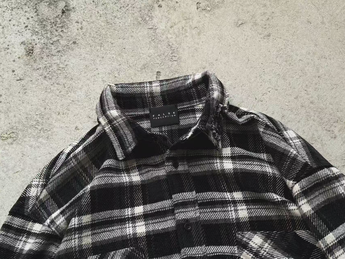 False Perception Rolling Stones Black Plaid Flannel