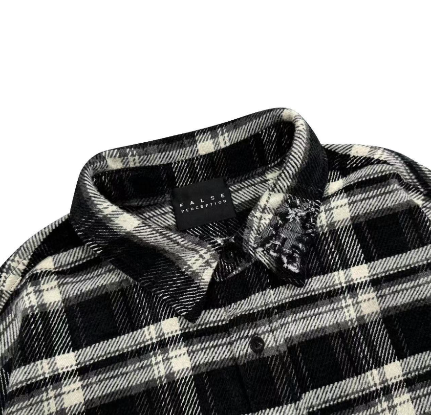 False Perception Rolling Stones Black Plaid Flannel