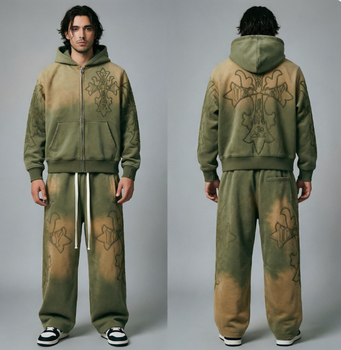 Vale Forever Olive Cross Vintage Tracksuit Set