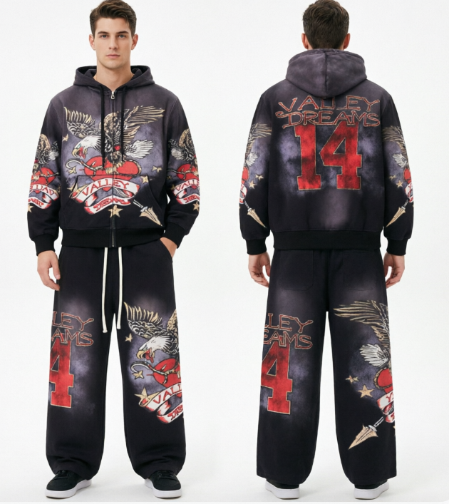 Vale Forever Nostalgia Eagle Graphic Tracksuit Set