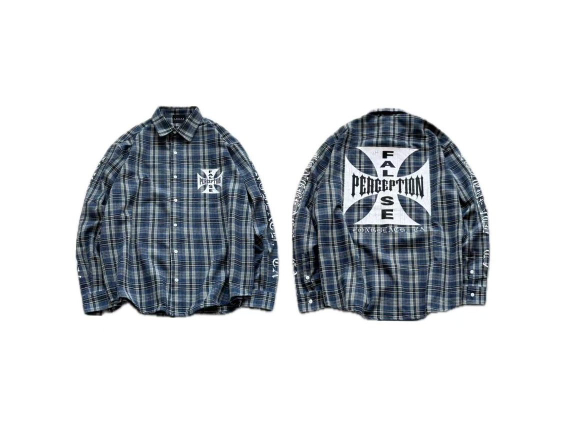False Perception Iron Cross Embroidered Flannel