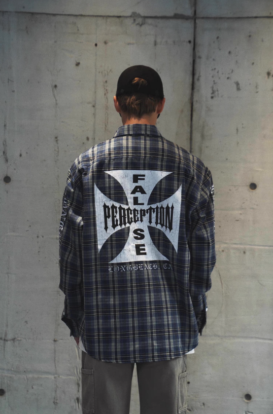 False Perception Iron Cross Embroidered Flannel