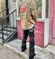 False Perception Rolling Stones Brown Cream Flannel