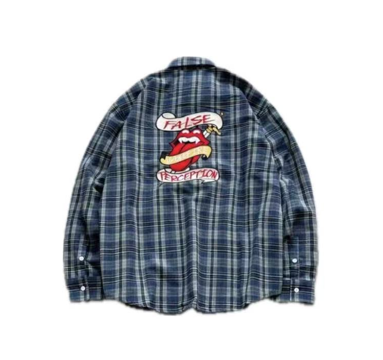 False Perception Banned Vampire Embroidered Flannel