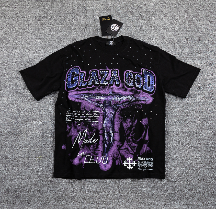 GLAZA GOD Purple UFO Double-Sided Graphic T-Shirt
