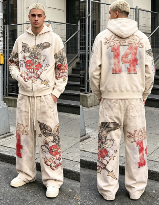 Vale Forever Cream Nostalgia Eagle Tracksuit Set