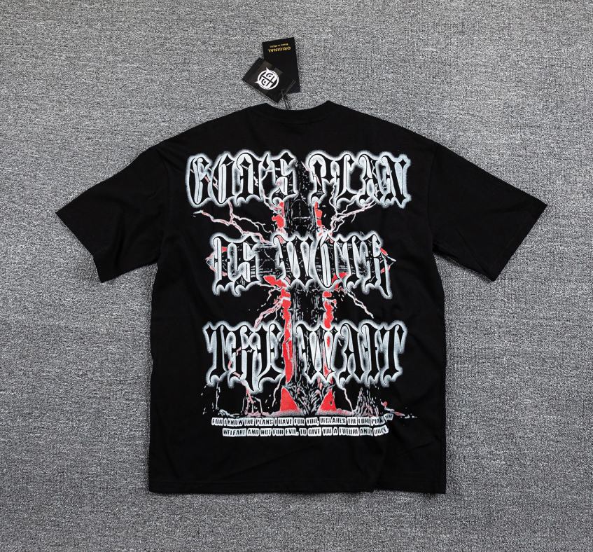 GLAZA GOD Thorns Rhinestone Lightning Graphic T-Shirt