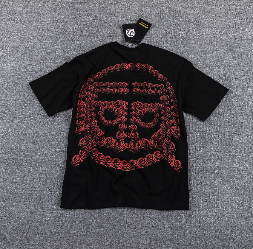 GLAZA GOD Roses & Roses Red Skull Graphic T-Shirt