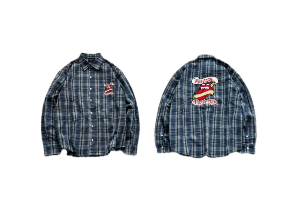 False Perception Banned Vampire Embroidered Flannel