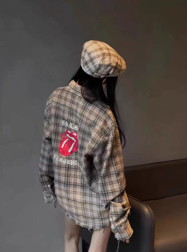 False Perception Rolling Stones Brown Cream Flannel