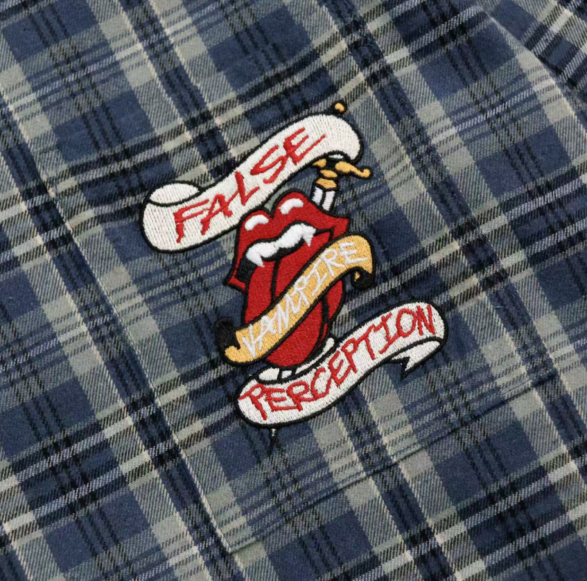 False Perception Banned Vampire Embroidered Flannel