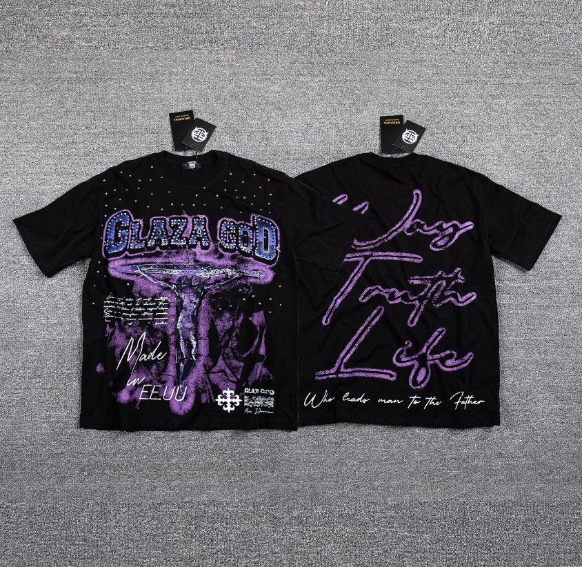 GLAZA GOD Purple UFO Double-Sided Graphic T-Shirt