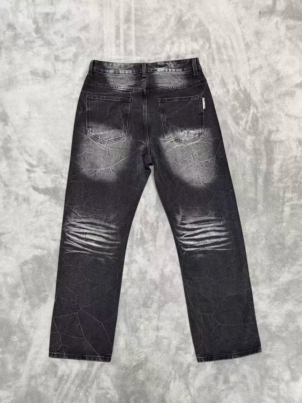 Vale's new trendy plus size jeans for men and women, black street rhinestone straight leg loose pants, suitable for all seasons