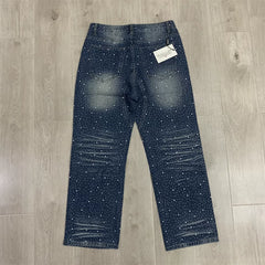 Vale Forever RAIN CLASSIC DENIM trendy brand full of hot rhinestone ripped jeans trousers