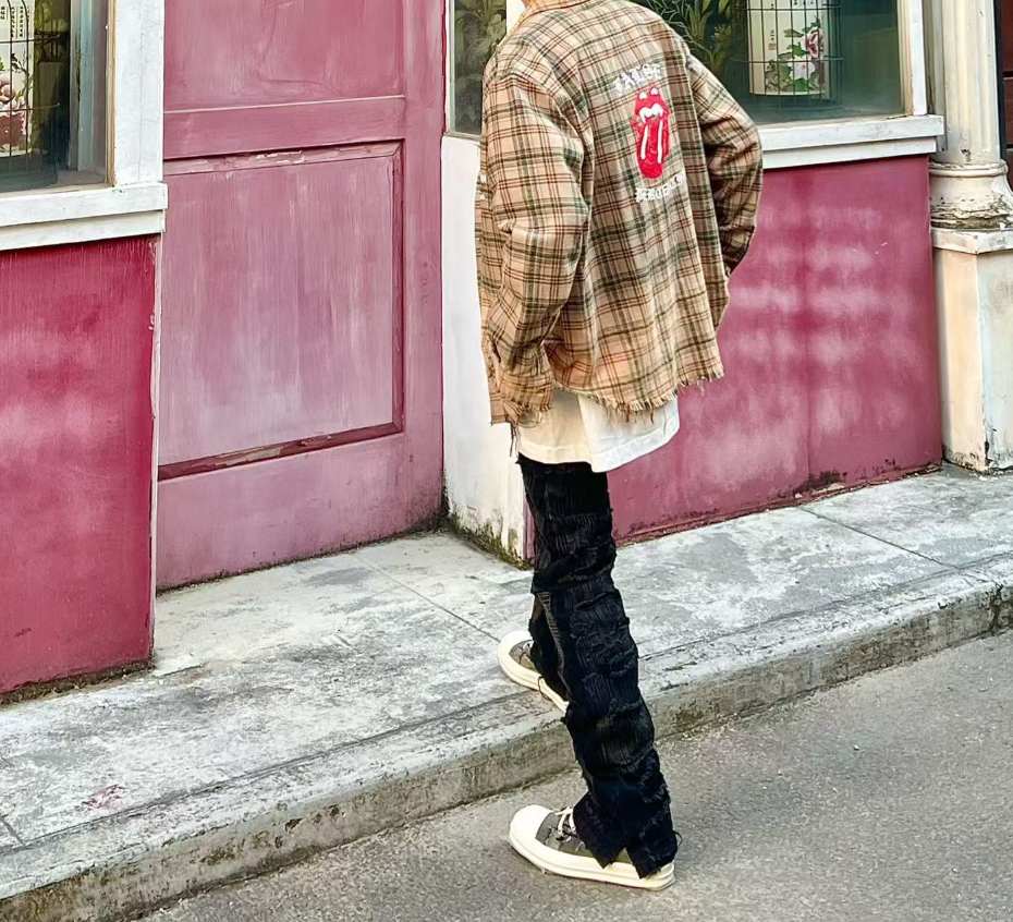 False Perception Rolling Stones Brown Cream Flannel