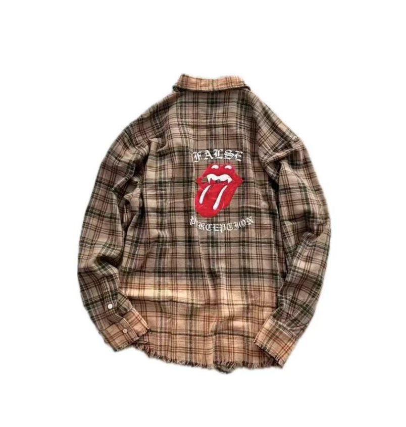 False Perception Rolling Stones Brown Cream Flannel