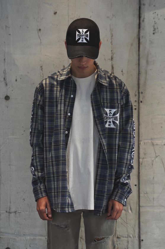 False Perception Iron Cross Embroidered Flannel
