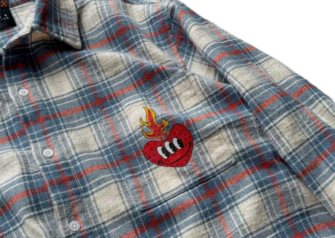 False Perception Simpsons Graffiti Plaid Flannel Shirt