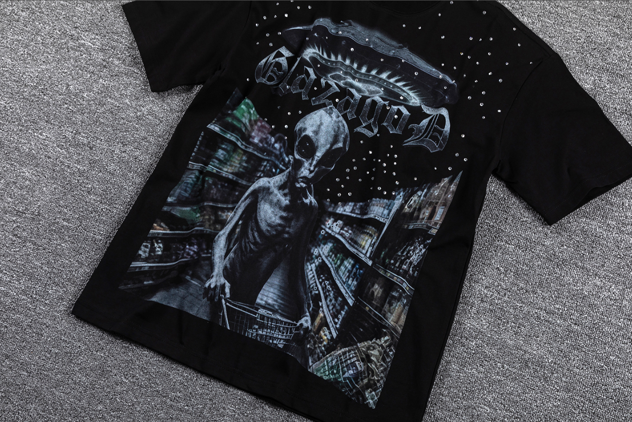 GLAZAGOD Above the Law of Gravity Alien Graphic T-Shirt