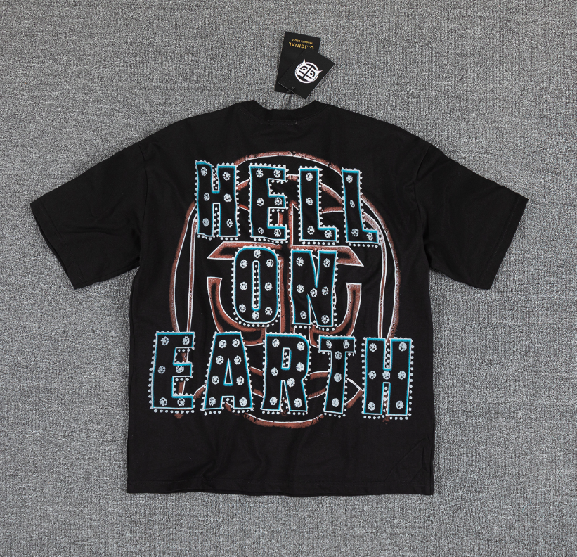 GLAZAGOD 2000 Rhinestone Cosmic Graphic T-Shirt