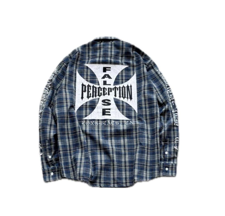False Perception Iron Cross Embroidered Flannel