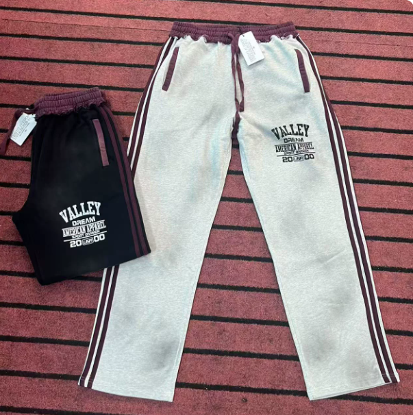 Vale Valley Retro Collegiate Washed Gray Track Pants