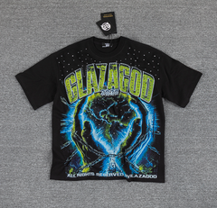GLAZAGOD 2030 Rhinestone Electric Graphic T-Shirt