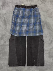 Vale Forever Patchwork Fake Two-Piece Wide-Leg Jeans