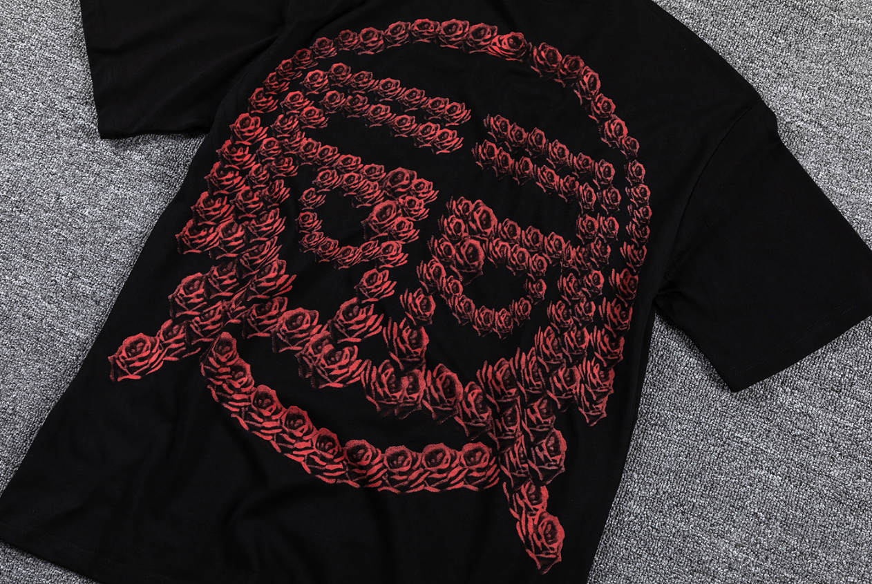 GLAZA GOD Roses & Roses Red Skull Graphic T-Shirt