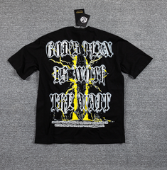 GLAZA GOD Golden Thunder Rhinestone Graphic T-Shirt
